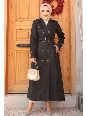 Neva Style Kemerli Siyah Trençkot 61500s