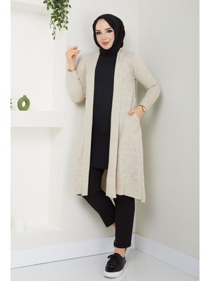 Pamuk Butik Cepli Salaş Hırka Acıkahve