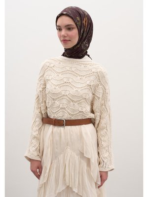 FRESHSCARFS Bordo Gısele Desen Pamuklu Viskon Eşarp