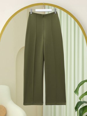 Podyumplus Haki Bol Paça Çimalı İki İp Penye Pantolon