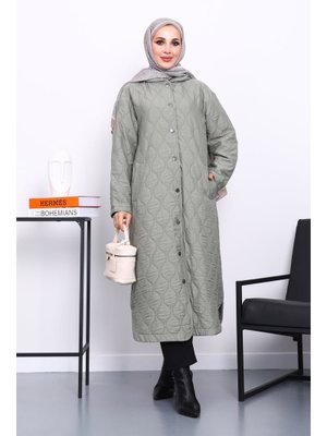 İmaj Butik Haki Kapitone Kapüşonlu Kap