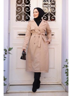 Neva Style Kemerli Bej Trençkot 62481bej