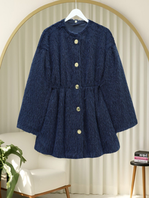 Podyumplus Laci İçi Astarlı Beli Büzgülü Kürklü Ceket