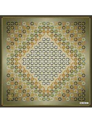 19v69 ITALIA Geometrik Desen Black Seri Twill Eşarp Askısı İle Birlikte 90x90 Cm Haki Yeşil