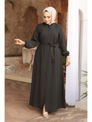 Neva Style Kemerli Koyu Haki Ferace 26391khk