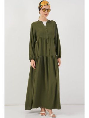 Bigdart Haki Uzun Elbise