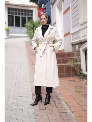 Kadeem Giyim Zühre Kuşaklı Balık Sırtı Kaşe