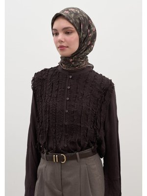 FRESHSCARFS Acı Kahve Leana Desen Pamuklu Viskon Eşarp