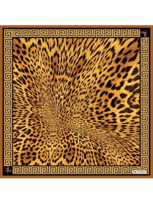 19v69 ITALIA Leopar Desen Black Seri Twill Eşarp Askısı İle Birlikte 90x90 Cm Siyah Sarı