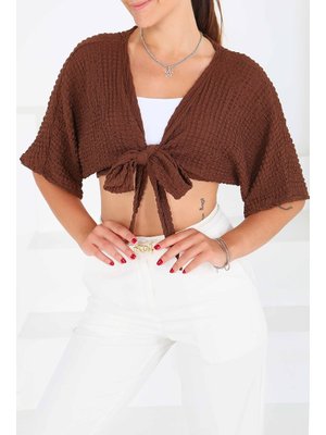 Tofisa Kahve Bağlamalı Bluz