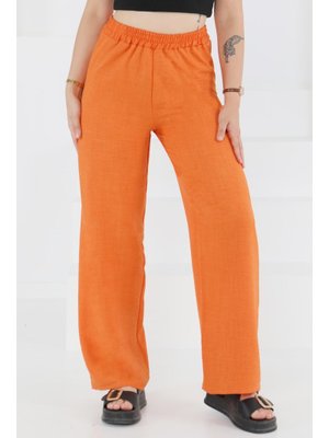 Tofisa Turuncu Beli Lastikli Salaş Pantolon