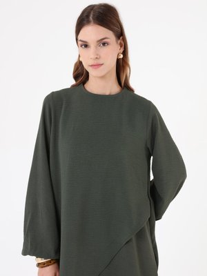 Refka Haki Asimetrik Kesim Balon Kollu Basic Takım