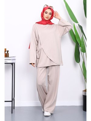 İmaj Butik Taş Yandan Kuşak Bağlamalı Pantolonlu Takım
