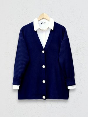 Podyumplus Laci Düğmeli Fitilli Triko Hırka