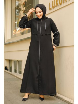 Neva Style Kapüşonlu Siyah Ferace 62602s