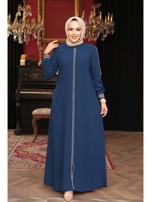 Neva Style Fermuarlı İndigo Mavisi Ferace 26381ım