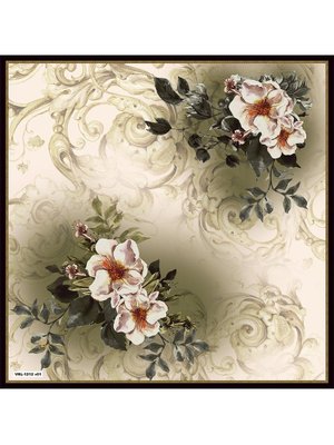 19v69 ITALIA Krem Barok Çiçekli Desen Black Seri Twill Eşarp Askısı İle Birlikte 90x90 Cm