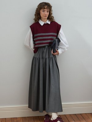 Ceylan Otantik Antrasit Fırfır Detay Poliviskon Etek