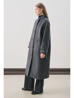 MANUKA Lacivert Raı Oversıze Yünlü Kaban