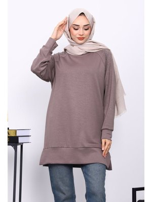 İmaj Butik Vizon Taş Detaylı Modal Tunik