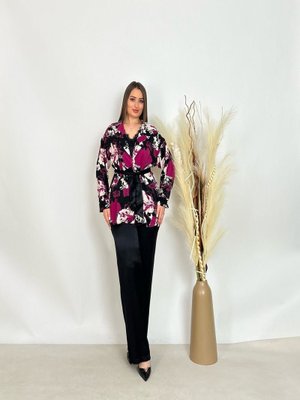 De White`s Siyah Büyük Beden Lü Bluzlu Pantolonlu Ceketli Takım