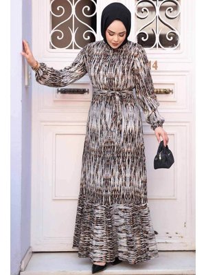 Neva Style Desenli Gri Elbise 52721gr