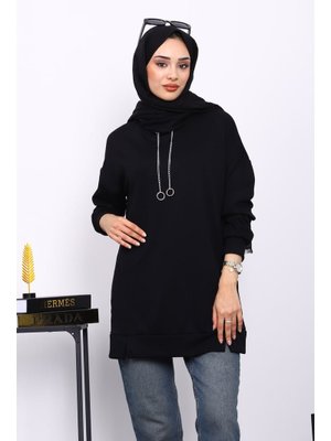 İmaj Butik Siyah Yaka Detaylı Modal Tunik