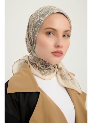 Schaless 90x90 Cm Sonsuz Aşk Açık Vizon Efilia Desenli Eşarp