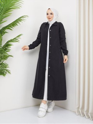 Pamuk Butik Denim Düğme Kapamalı Kot Kap