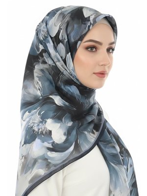 Tofisa Mavı Mavi Mystic Flora Serisi Pamuk Şal