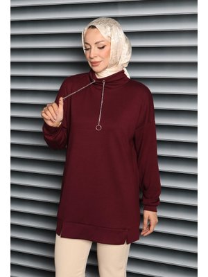 Tofisa Bordo Zincir Detaylı Modal Tunik
