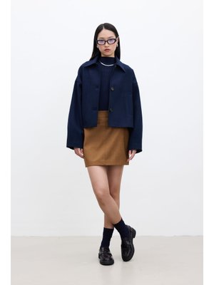 MANUKA Camel Suni Deri Mini Etek