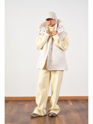 Mevra Ekru Geniş Kalıp Kapitone Şişme Yelek