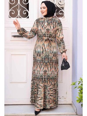 Neva Style Desenli Turuncu Elbise 52721t