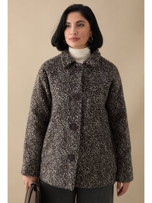 InStyle Jakar Astarlı Kaşe Acı Kahve Kısa Kaban