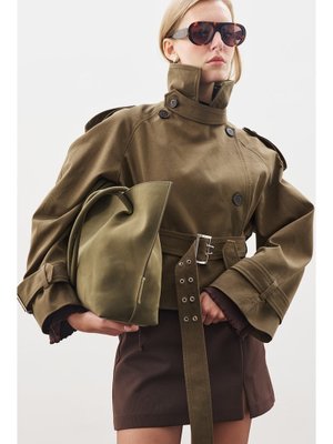 MANUKA Haki Kemerli Kısa Trençkot