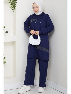 Bestenur Lacivert Zincir Detay Oysho İkili Takım