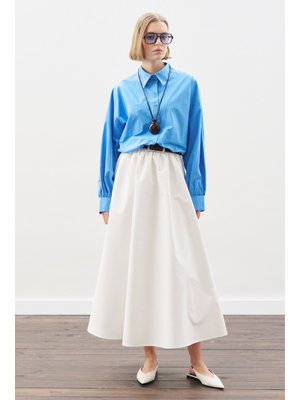 MANUKA Mavi Crop Balon Form Gömlek