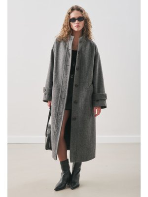 MANUKA Antrasit Raı Oversıze Yünlü Kaban