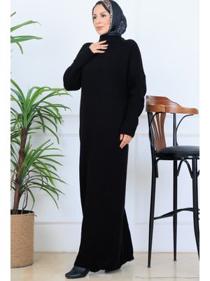 Benguen Siyah Örgülü Triko Elbise