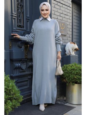 Neva Style Gri Triko Elbise 100013gr