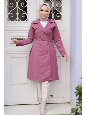 Neva Style Kemerli Gül Kurusu Trençkot 61221gk