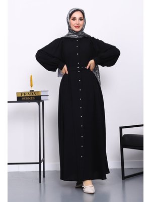 İmaj Butik Siyah Bel Kemerli Elbise