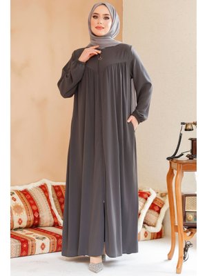 Neva Style Fermuarlı Füme Ferace 45285fu