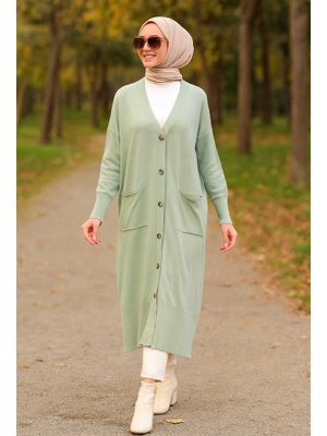 Neva Style Düğmeli Mint Triko Hırka 33650mınt