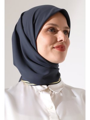 İhvanonline Antrasit Biyeli Bürümcük Düz Şifon Eşarp