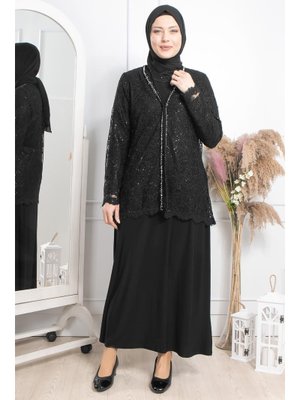 MODAVİKİ Siyah Taş İşleme Abiye
