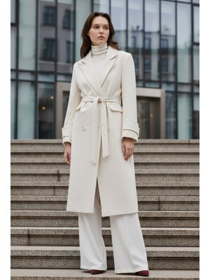 Salih Çelebi Bej Cep Kapaklı Kaşe Kaban