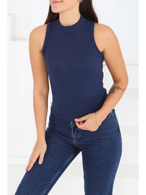 Tofisa Lacivert Lacıvert Sıfır Kol Kaşkorse Crop