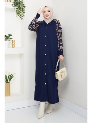 Pamuk Butik Leopar Kol Merserize Triko Hırka